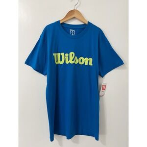 Wilson Womens Blue Cotton Short Sleeve T Shirt Size S Script Logo